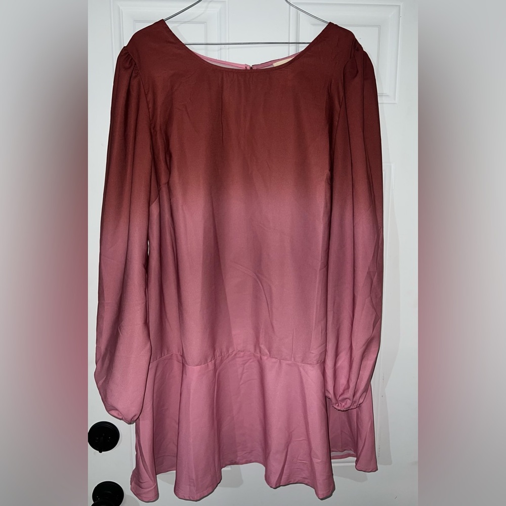 Francesca's Collections Pink Ombré Long Sleeve Dress